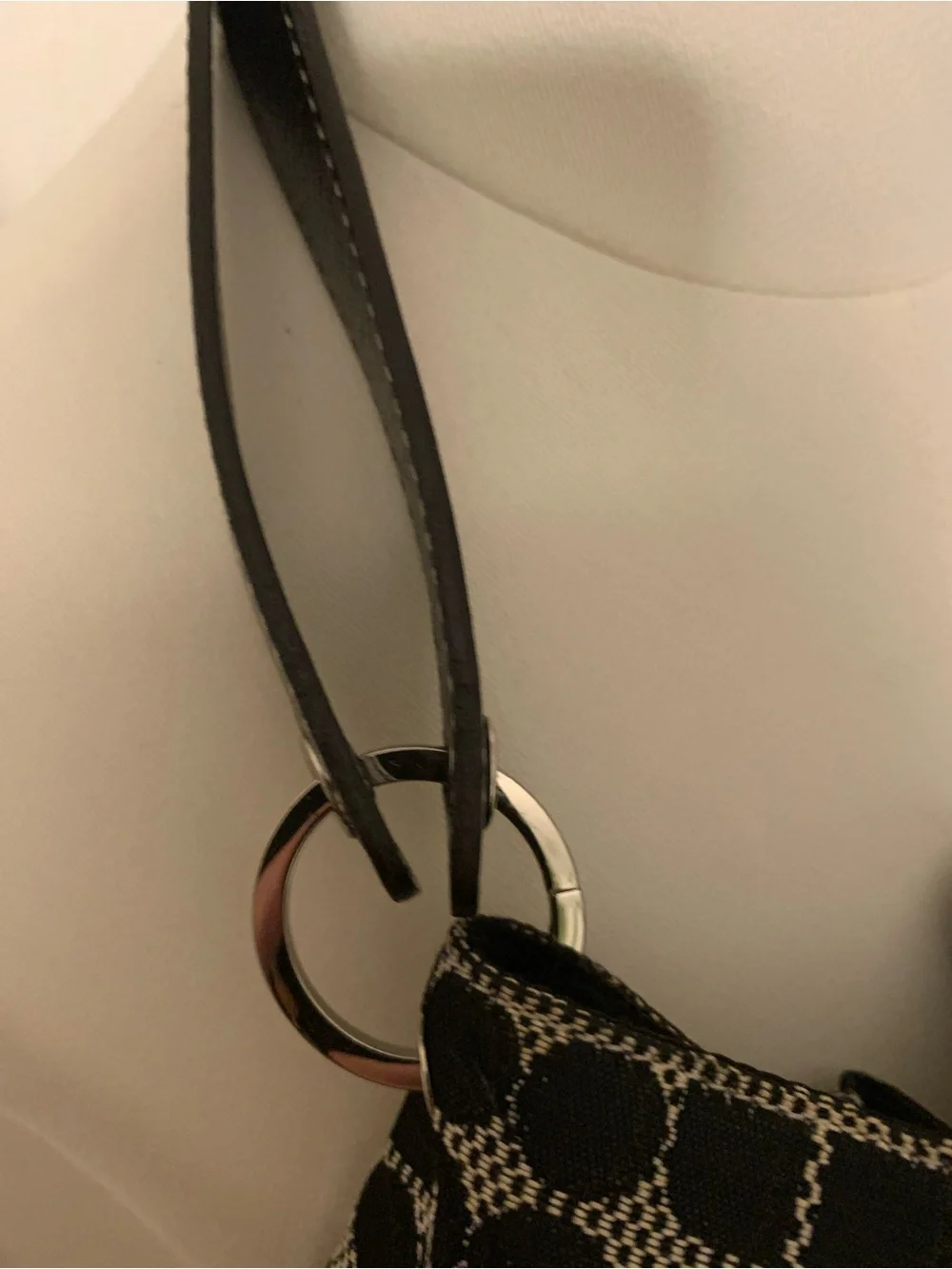 kate spade New York Black & Cream Jacquard Drawstring Bucket Hobo Bag